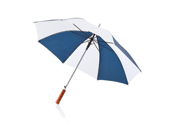 Deluxe 23" automatisk paraply hvit/lyseblå 